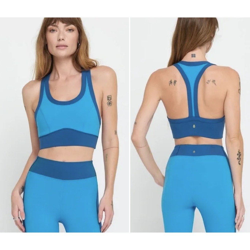 Spiritual Gangster Aurora Bra‎ Teal Blue Racerback Athletic Top M